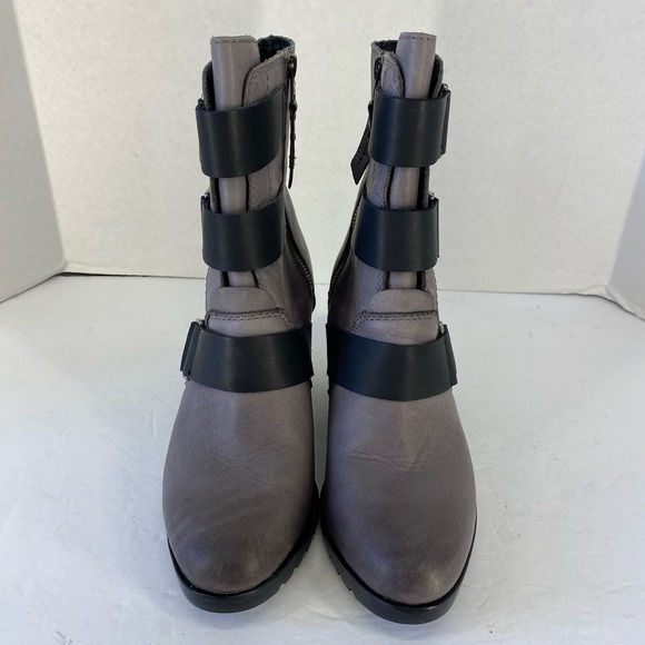 Sorel After Hours Wedge Moto Bootie Gray Buckle Zip Up Womens Size 7.5 - Picture 2 of 16